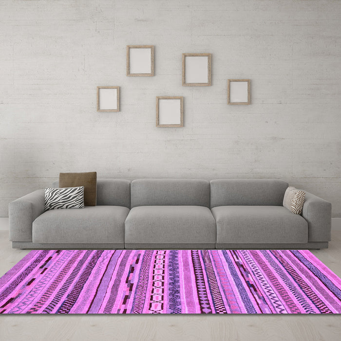 Machine Washable Abstract Purple Modern Area Rugs in a Living Room, wshabs2192pur