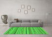 Machine Washable Abstract Green Modern Area Rugs in a Living Room,, wshabs2192grn