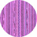 Round Machine Washable Abstract Purple Modern Area Rugs, wshabs2192pur