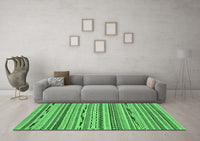 Machine Washable Abstract Emerald Green Modern Rug, wshabs2192emgrn