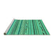 Sideview of Machine Washable Abstract Turquoise Modern Area Rugs, wshabs2192turq