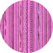 Round Machine Washable Abstract Pink Modern Rug, wshabs2192pnk