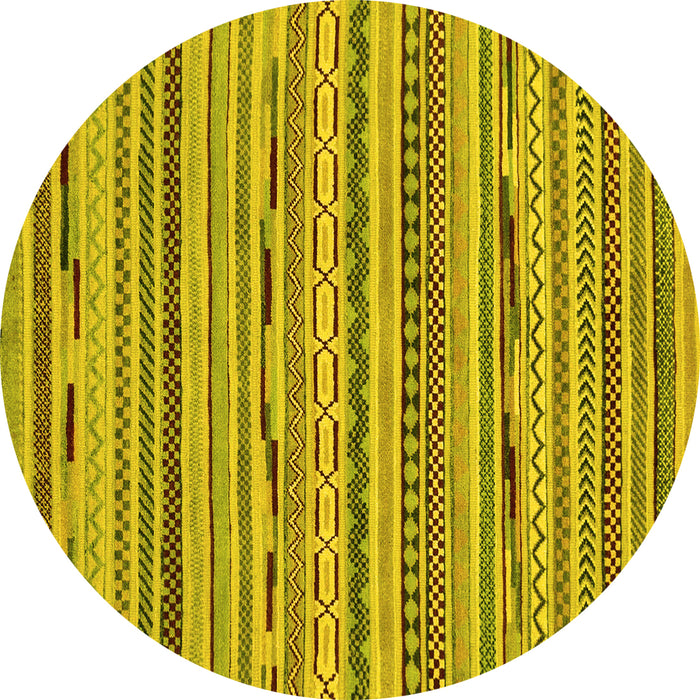 Round Machine Washable Abstract Yellow Modern Rug, wshabs2192yw