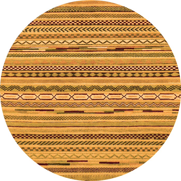 Round Machine Washable Abstract Orange Modern Area Rugs, wshabs2192org