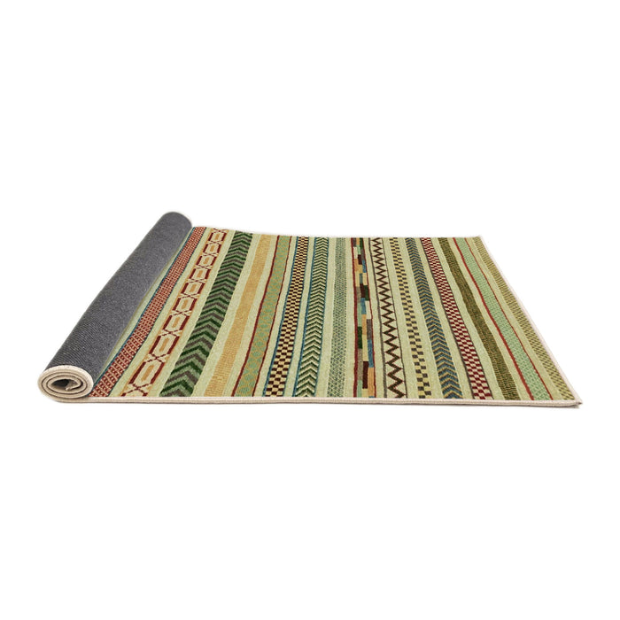 Sideview of Abstract Ginger Brown Green Modern Rug, abs2193