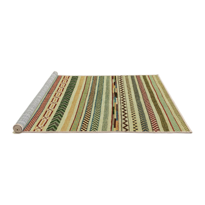 Sideview of Machine Washable Abstract Ginger Brown Green Rug, wshabs2193