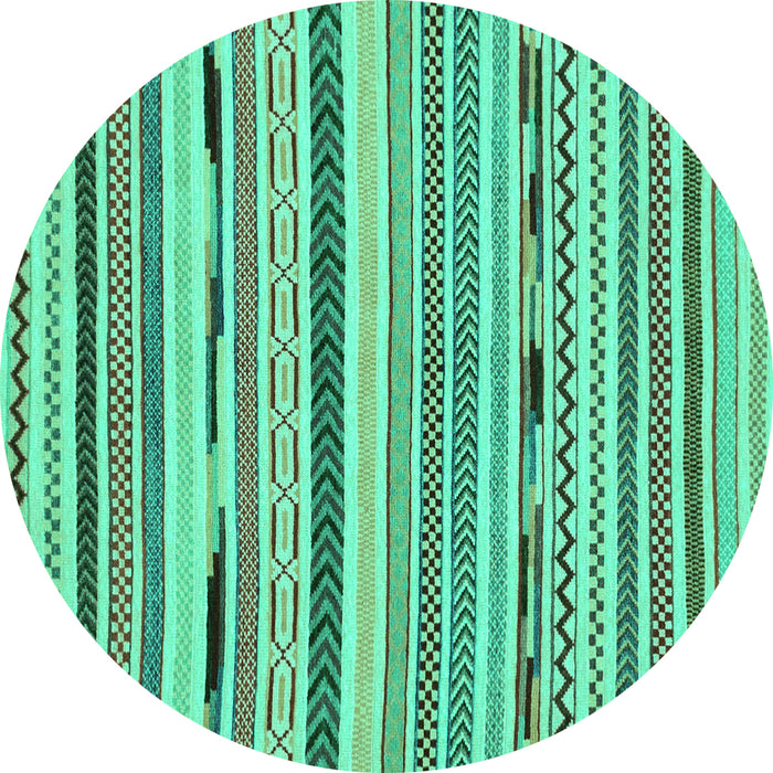 Round Machine Washable Abstract Turquoise Modern Area Rugs, wshabs2193turq