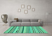 Machine Washable Abstract Turquoise Modern Area Rugs in a Living Room,, wshabs2193turq