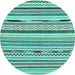 Round Abstract Light Blue Modern Rug, abs2193lblu