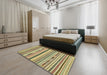 Machine Washable Abstract Ginger Brown Green Rug in a Bedroom, wshabs2193