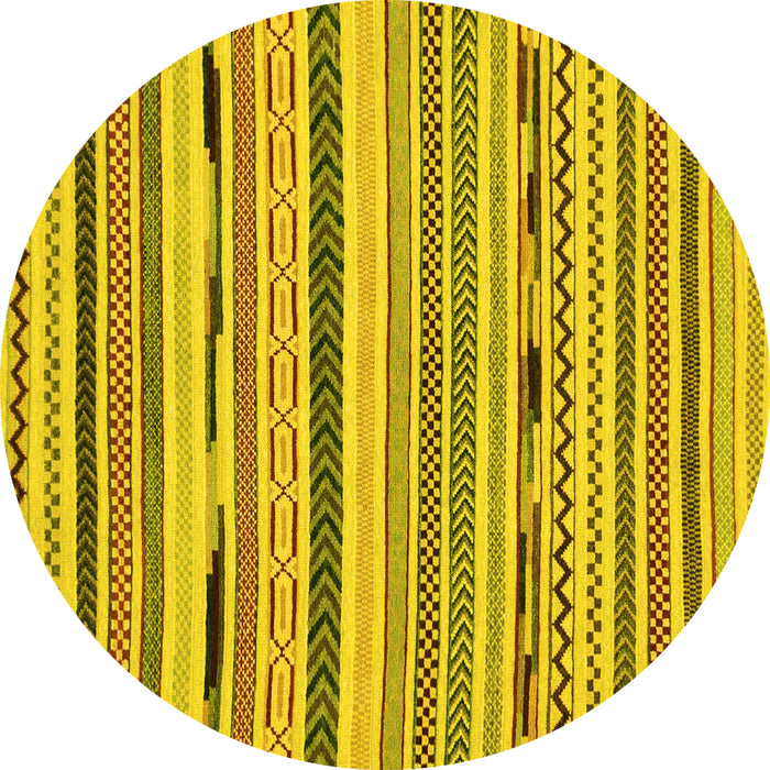 Round Machine Washable Abstract Yellow Modern Rug, wshabs2193yw