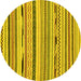 Round Machine Washable Abstract Yellow Modern Rug, wshabs2193yw