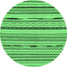 Round Machine Washable Abstract Emerald Green Modern Area Rugs, wshabs2193emgrn