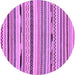 Round Abstract Purple Modern Rug, abs2193pur