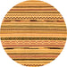 Round Abstract Orange Modern Rug, abs2193org