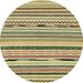 Round Abstract Ginger Brown Green Modern Rug, abs2193