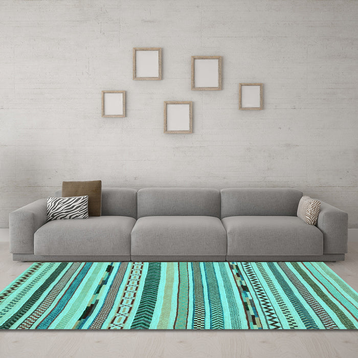 Machine Washable Abstract Light Blue Modern Rug in a Living Room, wshabs2193lblu