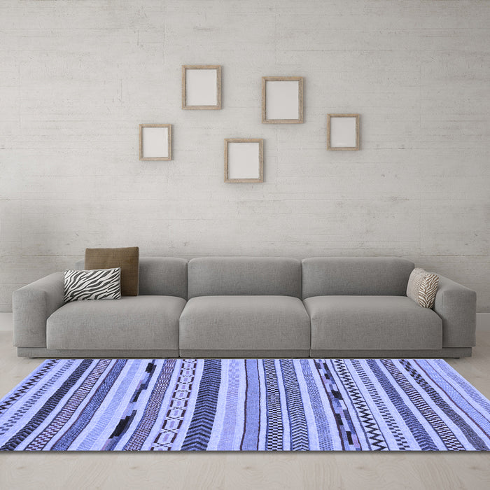Machine Washable Abstract Blue Modern Rug in a Living Room, wshabs2193blu