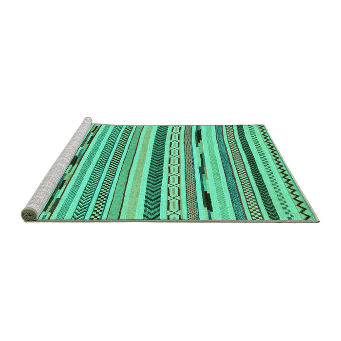 Sideview of Machine Washable Abstract Turquoise Modern Area Rugs, wshabs2193turq