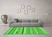 Machine Washable Abstract Green Modern Area Rugs in a Living Room,, wshabs2193grn