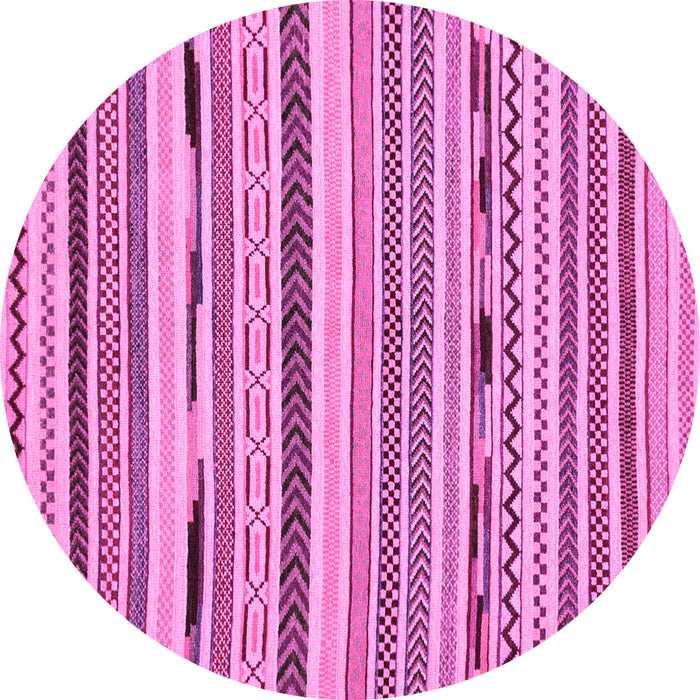 Round Machine Washable Abstract Pink Modern Rug, wshabs2193pnk