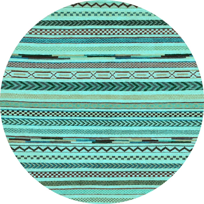 Round Machine Washable Abstract Light Blue Modern Rug, wshabs2193lblu