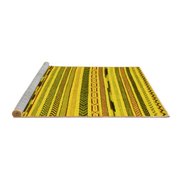 Sideview of Machine Washable Abstract Yellow Modern Rug, wshabs2193yw