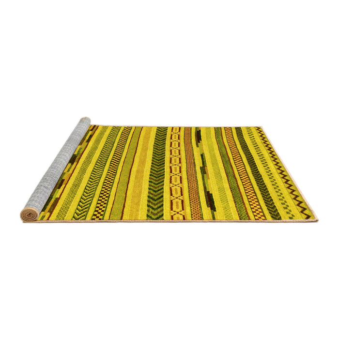 Sideview of Machine Washable Abstract Yellow Modern Rug, wshabs2193yw