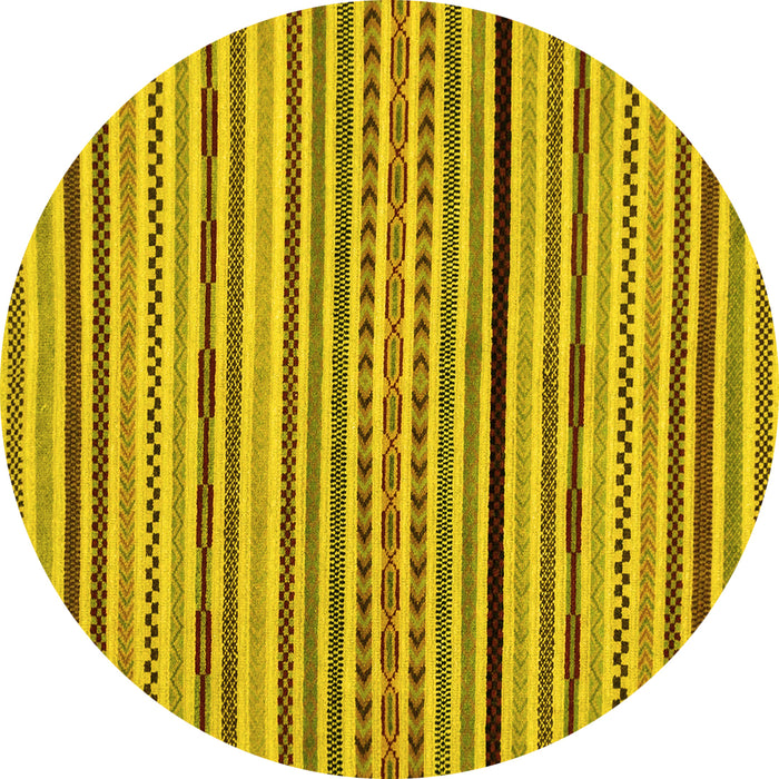 Round Machine Washable Abstract Yellow Modern Rug, wshabs2194yw