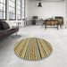 Round Abstract Metallic Gold Modern Rug in a Office, abs2194