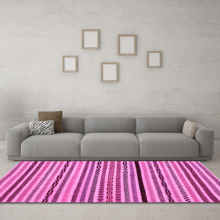 Machine Washable Abstract Pink Modern Rug in a Living Room, wshabs2194pnk