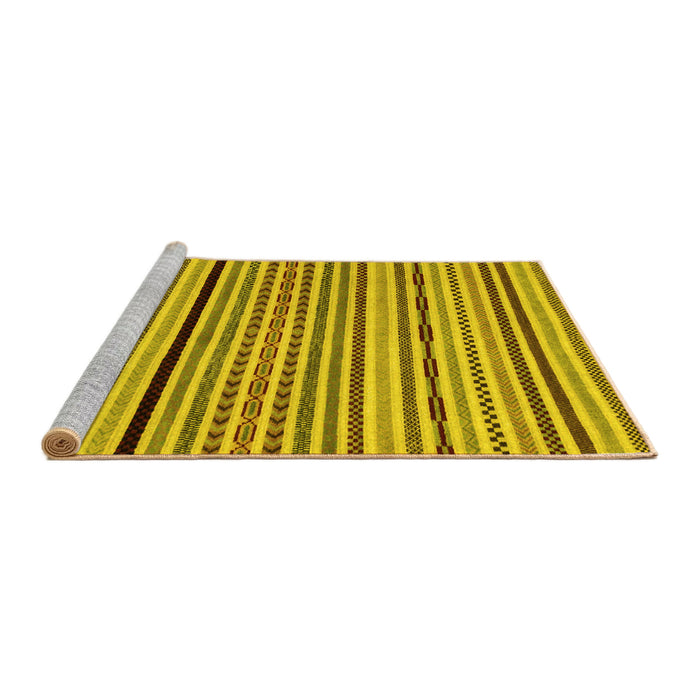 Sideview of Machine Washable Abstract Yellow Modern Rug, wshabs2194yw