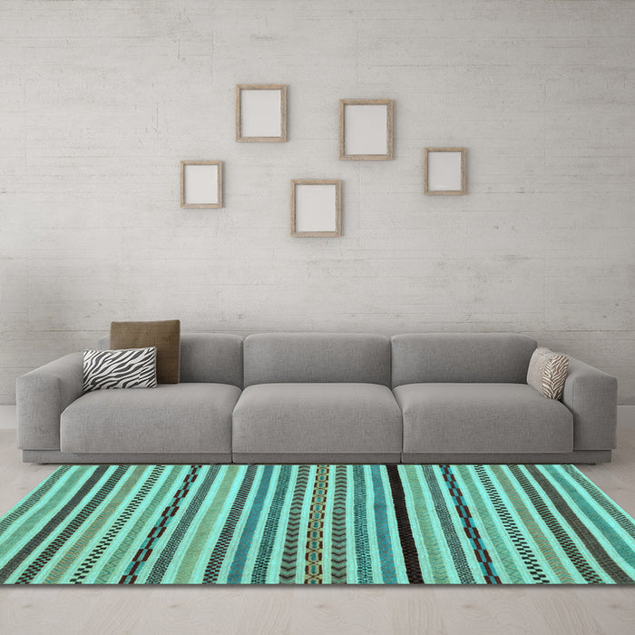 Machine Washable Abstract Light Blue Modern Rug in a Living Room, wshabs2194lblu