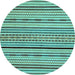 Round Machine Washable Abstract Light Blue Modern Rug, wshabs2194lblu