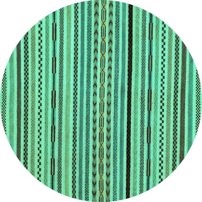 Round Machine Washable Abstract Turquoise Modern Area Rugs, wshabs2194turq