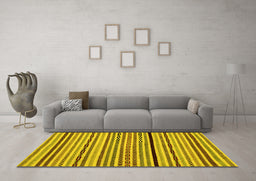 Machine Washable Abstract Yellow Modern Rug in a Living Room, wshabs2194yw
