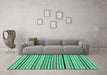 Machine Washable Abstract Turquoise Modern Area Rugs in a Living Room,, wshabs2194turq