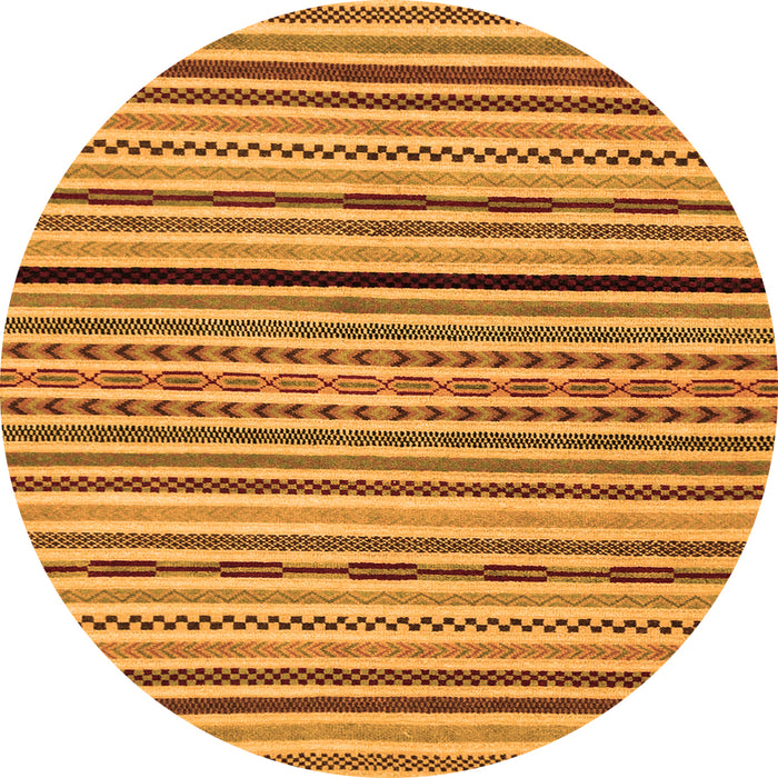 Round Machine Washable Abstract Orange Modern Area Rugs, wshabs2194org