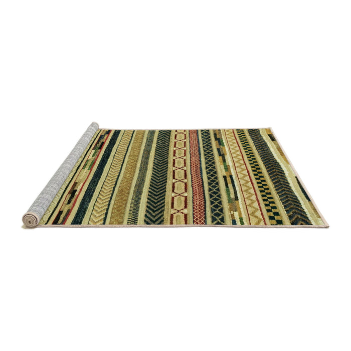 Sideview of Machine Washable Abstract Metallic Gold Rug, wshabs2195
