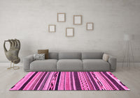 Machine Washable Abstract Pink Modern Rug, wshabs2195pnk