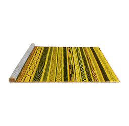 Sideview of Machine Washable Abstract Yellow Modern Rug, wshabs2195yw