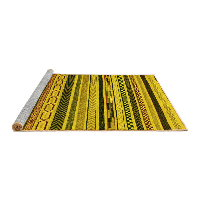 Sideview of Machine Washable Abstract Yellow Modern Rug, wshabs2195yw