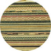 Round Abstract Metallic Gold Modern Rug, abs2195