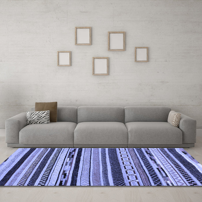 Machine Washable Abstract Blue Modern Rug in a Living Room, wshabs2195blu