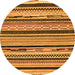 Round Abstract Orange Modern Rug, abs2195org