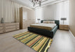 Abstract Metallic Gold Modern Rug in a Bedroom, abs2195