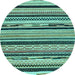 Round Abstract Light Blue Modern Rug, abs2195lblu