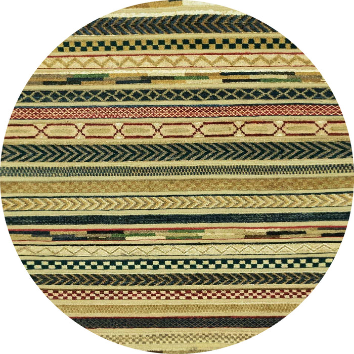 Round Machine Washable Abstract Metallic Gold Rug, wshabs2195