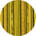 Round Machine Washable Abstract Yellow Modern Rug, wshabs2195yw