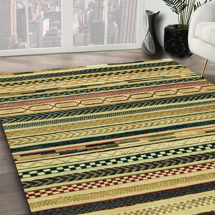 Machine Washable Abstract Metallic Gold Rug in a Family Room, wshabs2195